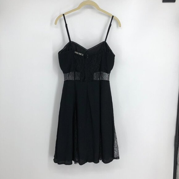 Lush Little Black Dress - cami strap mini dress w/ lace cutouts and trims M - Picture 5 of 14
